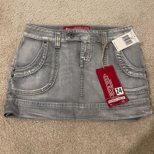 GUESS Light Gray Denim Mini Skirt